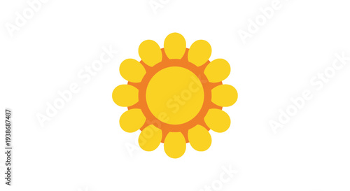 sun symbol, yellow and orange