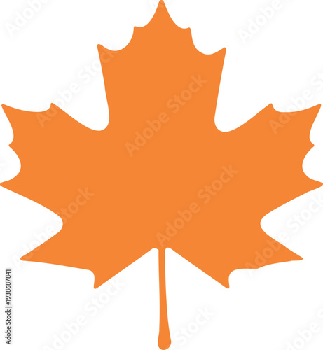 Stylized autumn maple leaf in shades of orange on white background