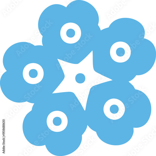 Simple illustration of a forget-me-not flower cluster with a star in the center