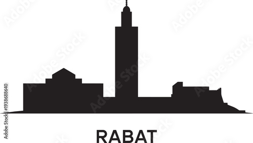 Rabat skyline silhouette cityscape landmark architectural buildings city vector graphic