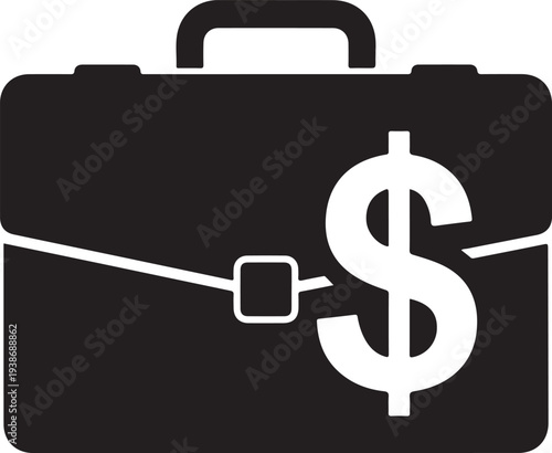 Financial Briefcase: An elegant depiction of a classic briefcase, emblazoned with the universal symbol of financial wealth, signifying commerce, wealth, and aspiration.