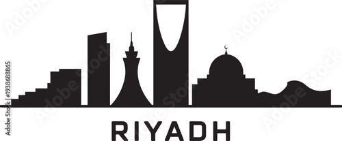 riyadh saudi arabia city skyline silhouette with landmark buildings vector illustration
