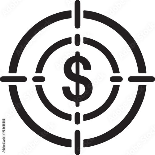 Targeting Financial Success: A graphic of a dollar sign at the bullseye of a target, representing financial goals and success