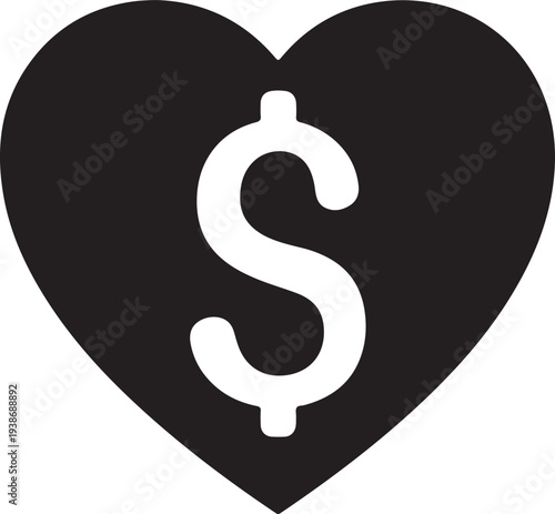 Love for Wealth: A simple yet profound visual representation, where a heart embraces a dollar sign, portraying the idea of financial affection, a symbol of the link between love and wealth