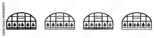 Sketch greenhouse icon design set