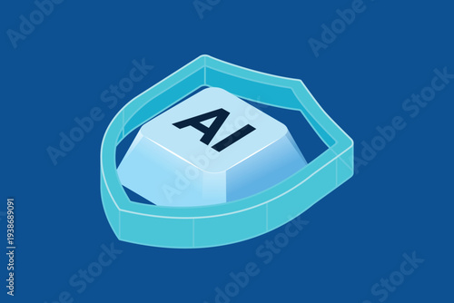 Artificial Intelligence AI Shield and Keypad Security Icon