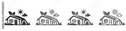 Sketch natural building icon design set