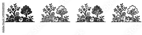 Sketch forest garden icon design set