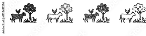 Sketch animal integration icon design set