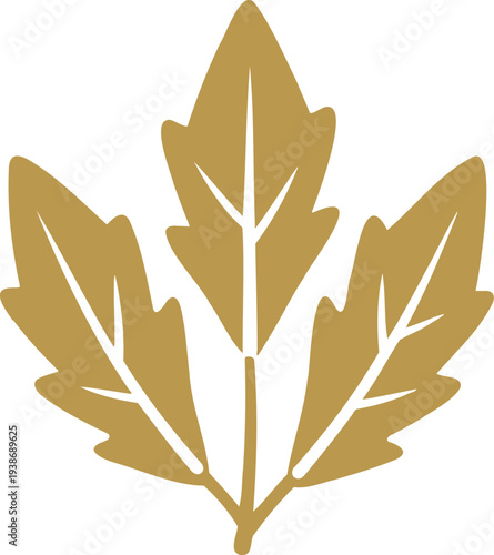 Golden autumn leaf of a maple tree against white backdrop in a simplistic vector drawing