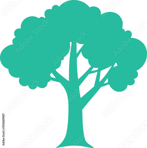 Stylized tree with broad canopy creates a lush forest silhouette