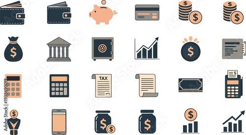Financial and banking icons set
