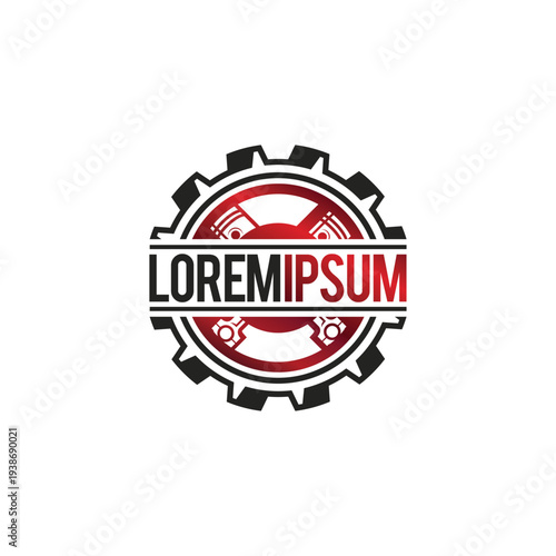 automotive garage with gear piston logo 