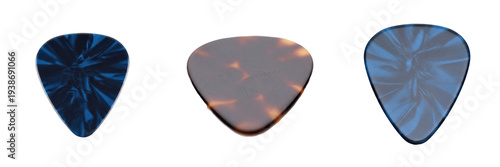 Tableau sur toile Set of Premium Guitar Picks with Celluloid and Tortoise Shell Patterns for Music