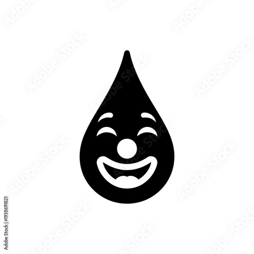 Smiling droplet with winking face and cheerful expression