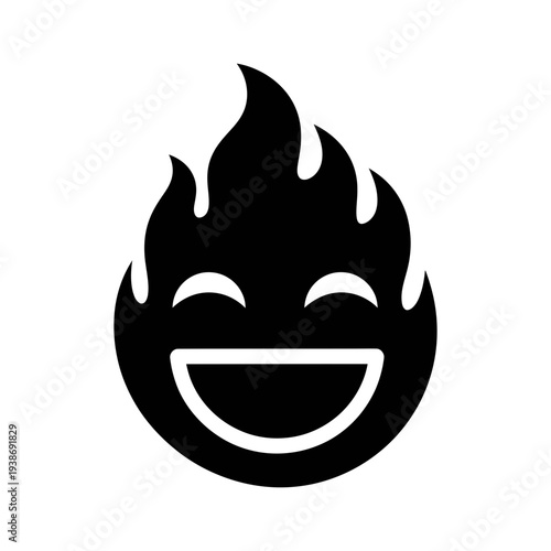 Smiling flame emoticon with winking eyes