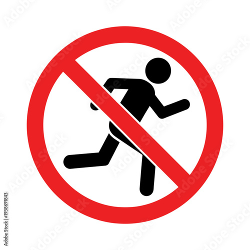 Slika na platnu No running allowed sign with red circle and black silhouette