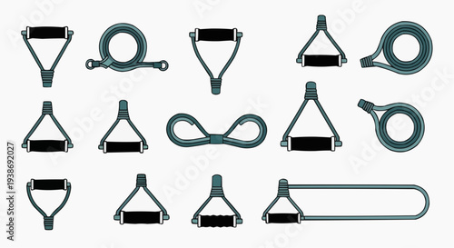 Resistance band accessories arranged in a pattern with different shapes