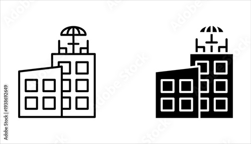 Rooftop deck linear icon set. Rooftop restaurant concept on white background