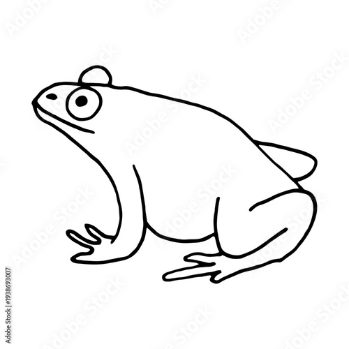 Schilderij op canvas Cute black and white doodle element frog