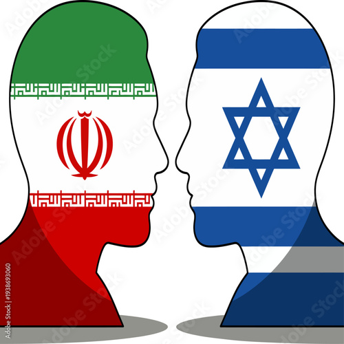 Iran and Israel face-off illustration symbolizing geopolitical tension and rivalry