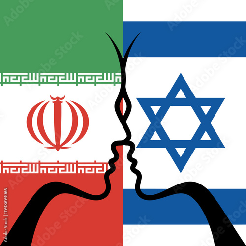 Iran and Israel face-off illustration symbolizing geopolitical tension and rivalry