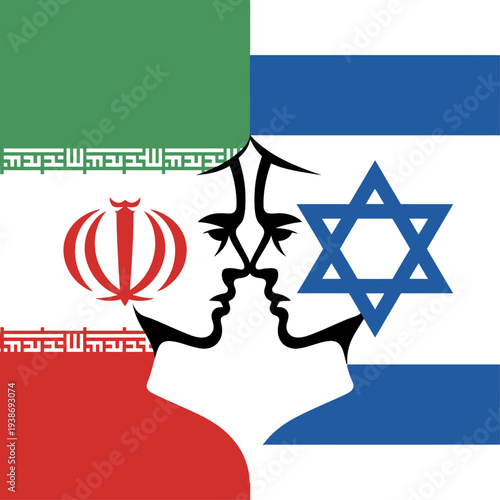 Iran and Israel face-off illustration symbolizing geopolitical tension and rivalry