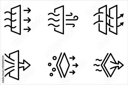 air filtration vector icons set. Purification vector signs on white background
