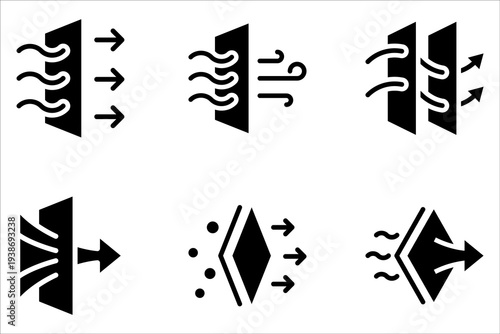 air filtration vector icons set. Purification vector signs on white background