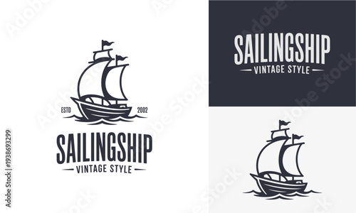 Vintage sailing ships illustrated in various styles on different backgrounds showcasing classic maritime vessels