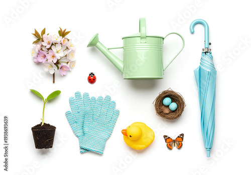 Spring Gardening Essentials and Symbols of New Life.