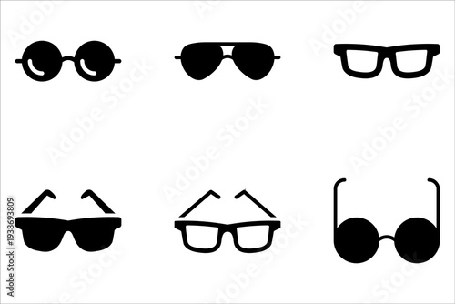 Simple glasses line icon set on white background