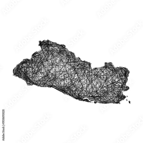 Sketch El Salvador outline map design