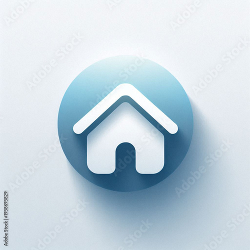 Minimalist home icon, modern UI design, clean vector style, rounded corners, soft shadow, blue gradient, centered on white background, flat design, high resolution, app icon style