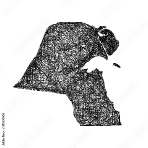 Sketch Kuwait outline map design