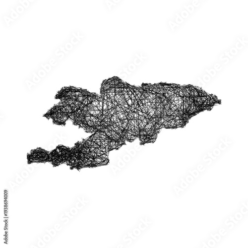 Sketch Kyrgyzstan outline map design