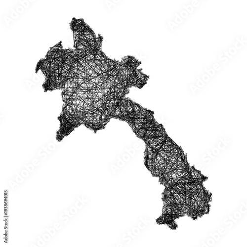 Sketch Laos outline map design