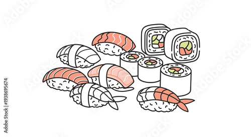 sushi rolls and nigiri on plate