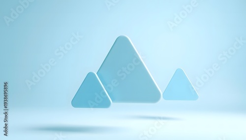 floating triangle pastel blue background modern geometric style