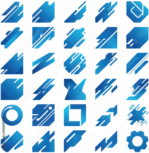 Dynamic Diagonal Abstract Shapes – Modern Geometric Vector Elements (30 Set)
