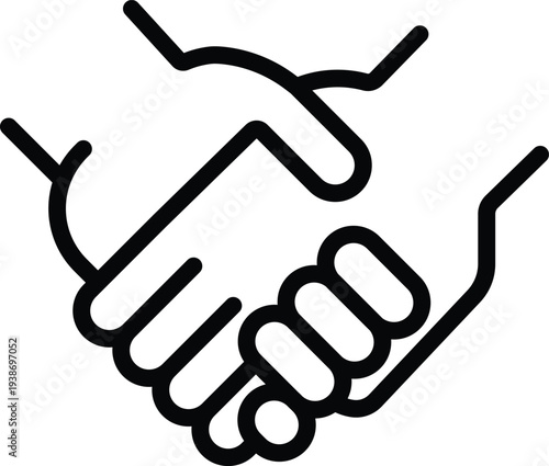 Black outline handshake on white background agreement partnership deal business