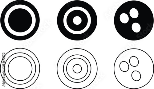 Minimalist Circular UI Interface Elements with Bullseye Target and Concentric Lens Graphic in High Resolution 4k Style