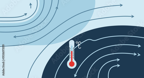 Temperature and air flow concept with thermometer