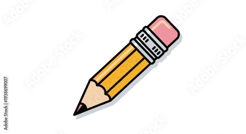 Yellow pencil with pink eraser