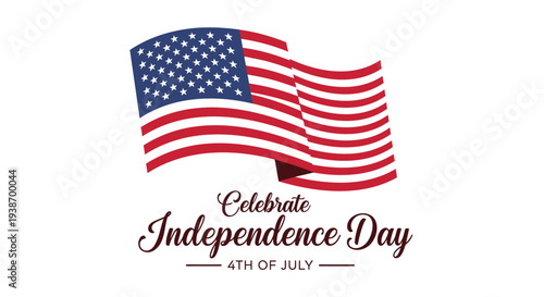 American flag waving Celebrate Independence Day 4th of July vector