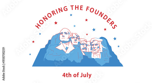 Vector illustration of 4th of July founders tribute