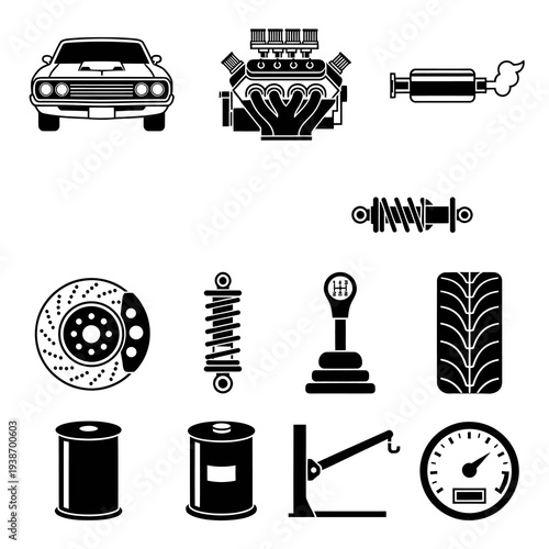 Automotive Spare Parts and Car Component Vector