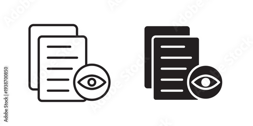Visible File Icon. used for file access, document preview, and content visibility in digital platforms. Ideal for file management systems.Vector illustration with stroke and fill on a white background