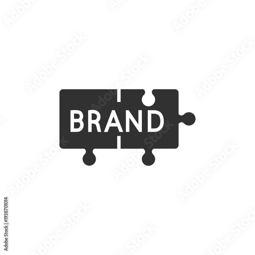 Brand puzzle pieces icon. Brand building and brand strategy development. Monochrome black and white symbol