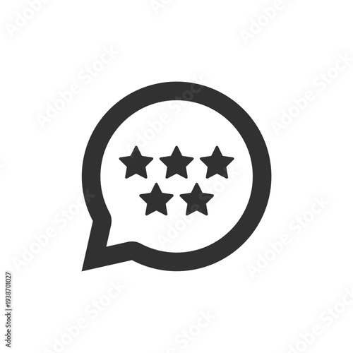 Five star customer review icon. Product rating and customer feedback. Monochrome black and white symbol